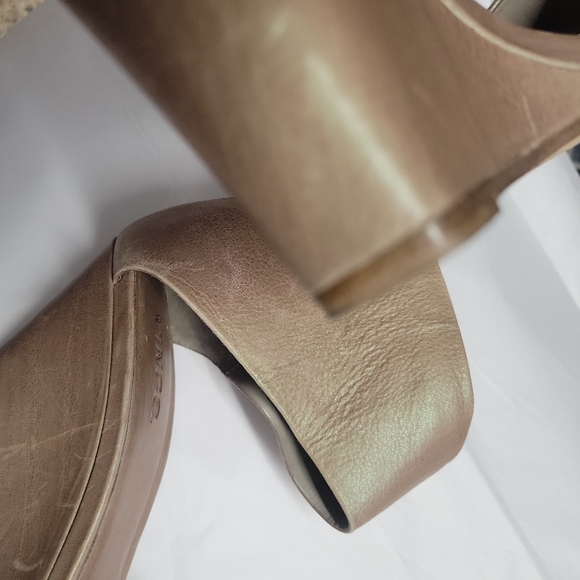 Vince Taupe Metallic Ankle High Heel Wedge Sandals Size 9 - Picture 7 of 14